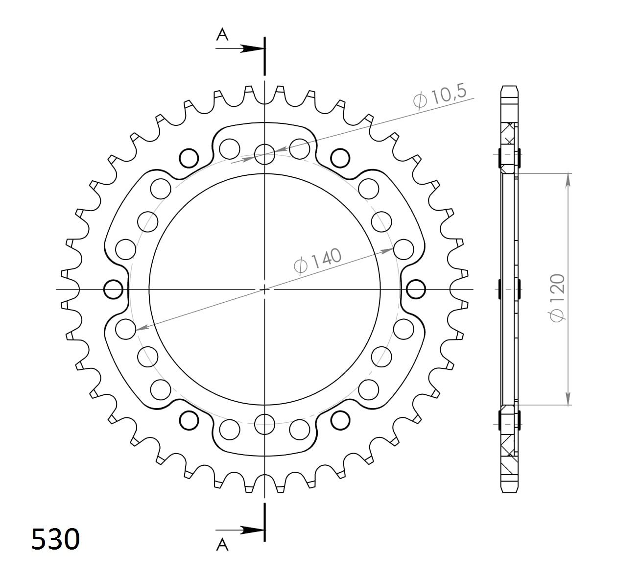 Supersprox Stealth-Kettenrad 530 39Z (Gold)