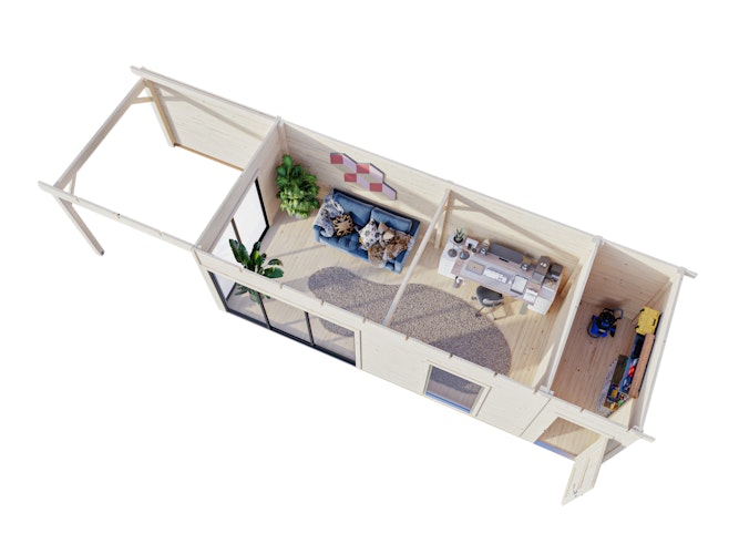 Palmako Gartenhaus Andrea 21,1 + 7,9 m² Slide Plus - 44 mm