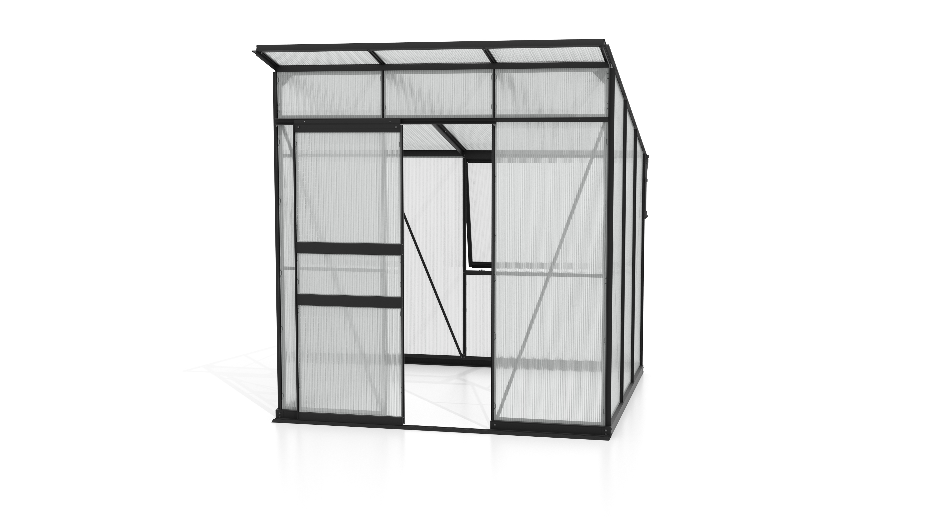 Vitavia Gewächshaus Fokus 4450 - 3,7 m² 6 mm Hohlkammerplatten Schwarz