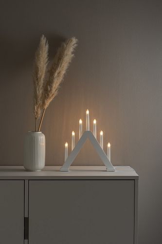 Konstsmide Weihnachtsbeleuchtung  Holzleuchter mattweiß lackiert 34cm