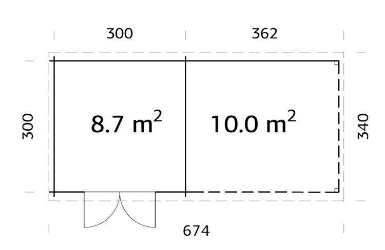 Palmako Gartenhaus Ella 8,7 + 10,0 m² - 28 mm