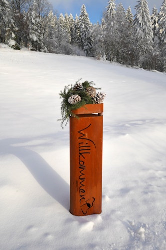 Badeko Metallsäule Bregenz in Edelrostoptik - inkl. Pflanzschale inkl. gratis Beleuchtungsset im Wert von 25,90 €