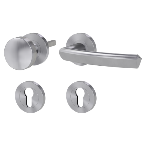 Griffwerk Jette JETTE CRYSTAL Schraubtechnik -Edelstahl matt Rosettengarnitur -Schraubt. -Knopf R2 -WR -TS 40-45mm