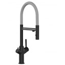 Vorschaubild 3 Wege Wasserhahn Küchenarmatur, BOD, mit 360° schwenkbarem Auslauf, abnehmbare 2 strahl Handbrause, Schwarz Matt / Grau