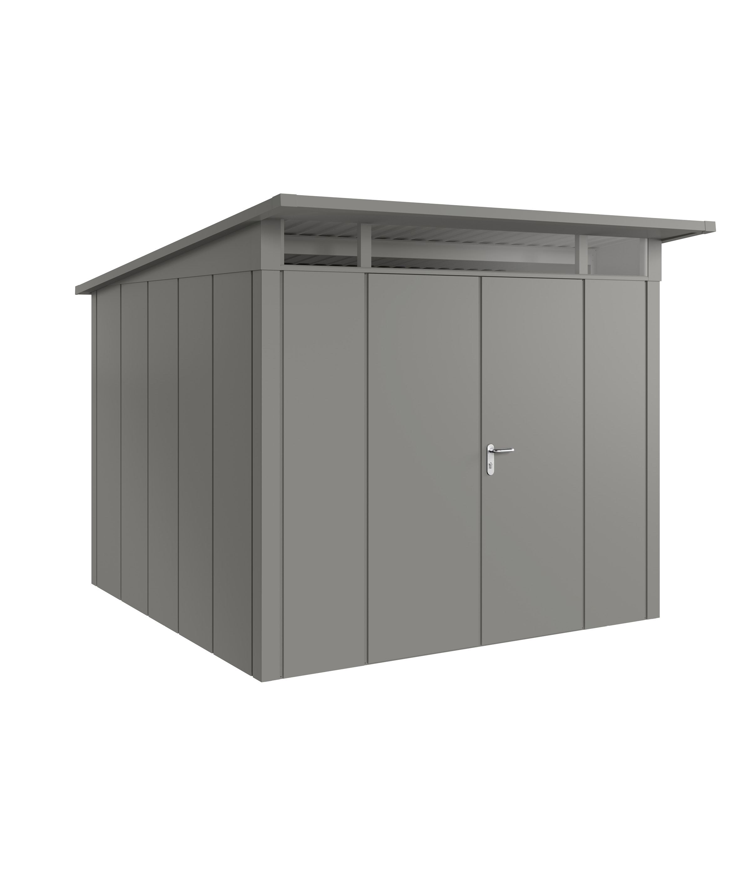 Hörmann Metall-Gerätehaus Juno JPD mit Pultdach B 262 x T 262 cm (JPD 10) Motiv Design (mit breiten Lamellen) Doppeltür ...