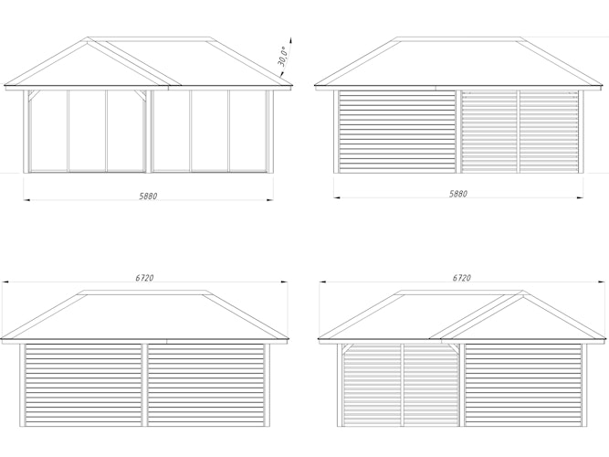 Palmako Pavillon Bianca 24,9 m² Set 213 Slide - 28 mm