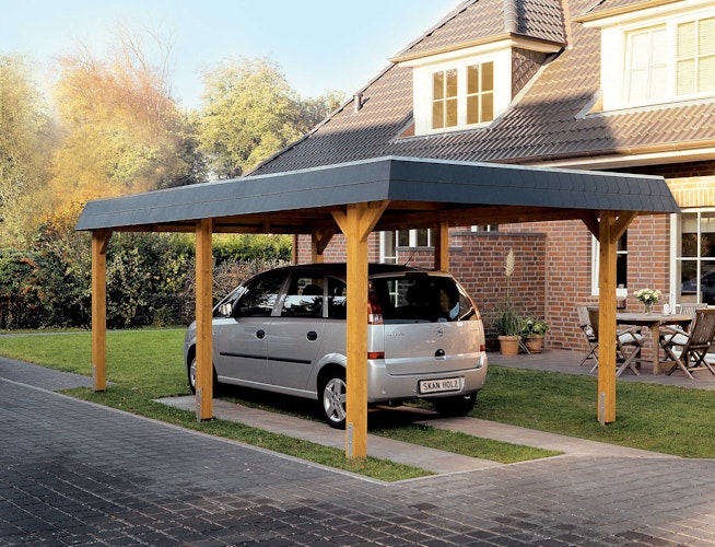 Skan Holz Wendland - Walmdach Carport aus Leimholz Breite 409 cm