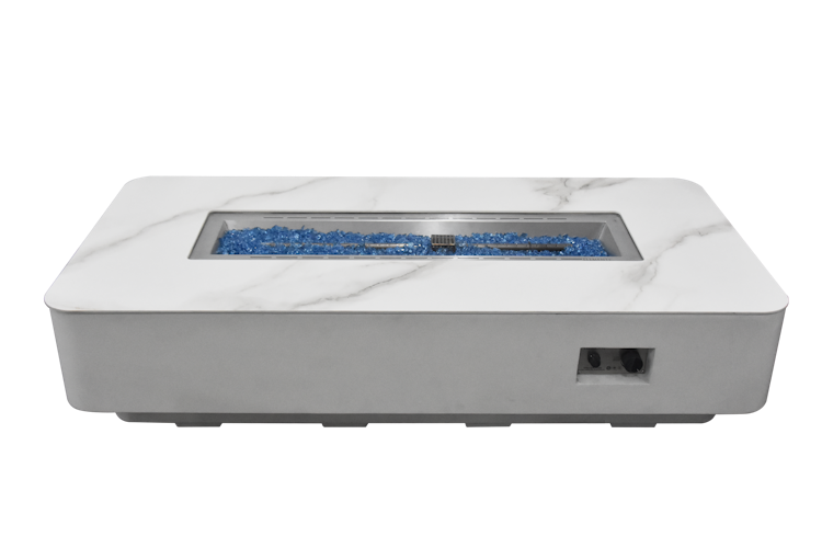 Gas Feuerstelle Athen Marmor-Optik weiß