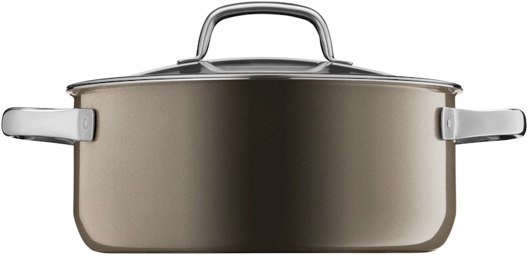 WMF Fusiontec Mineral Bratentopf mit Glasdeckel, 24 cm, Dark Brass
