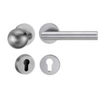 Griffwerk LUCIA PROFESSIONAL Schraubtechnik -Edelstahl matt Schutzrosettengarnitur -Knopf R3 -PZ -Kombi-Innenrosettensatz rund