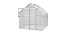Vitavia Gewächshaus Dione/Diana 6700 inkl. 2 Dachfenster und Stahlfundamentrahmen - 6,7 m² 4 mm Hohlkammerplatten Alu-blank eloxiert