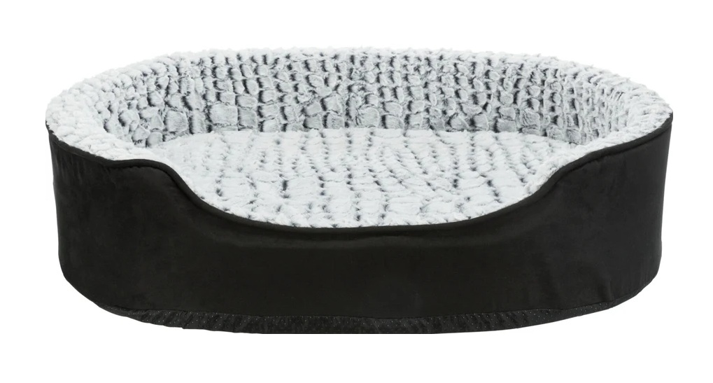 TRIXIE Vital Bett Lino, oval, 83 × 67 cm, schwarz/grau