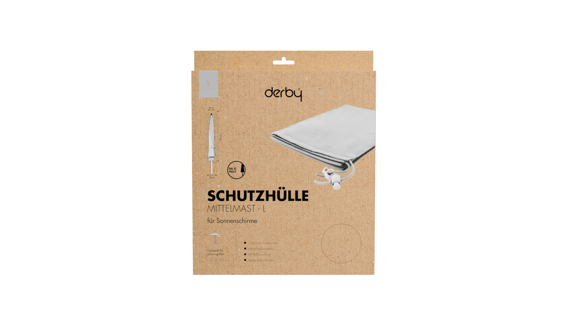 Derby Schutzhülle Mittelmast L, 100 % Polyester 90 g/m² Hellgrau