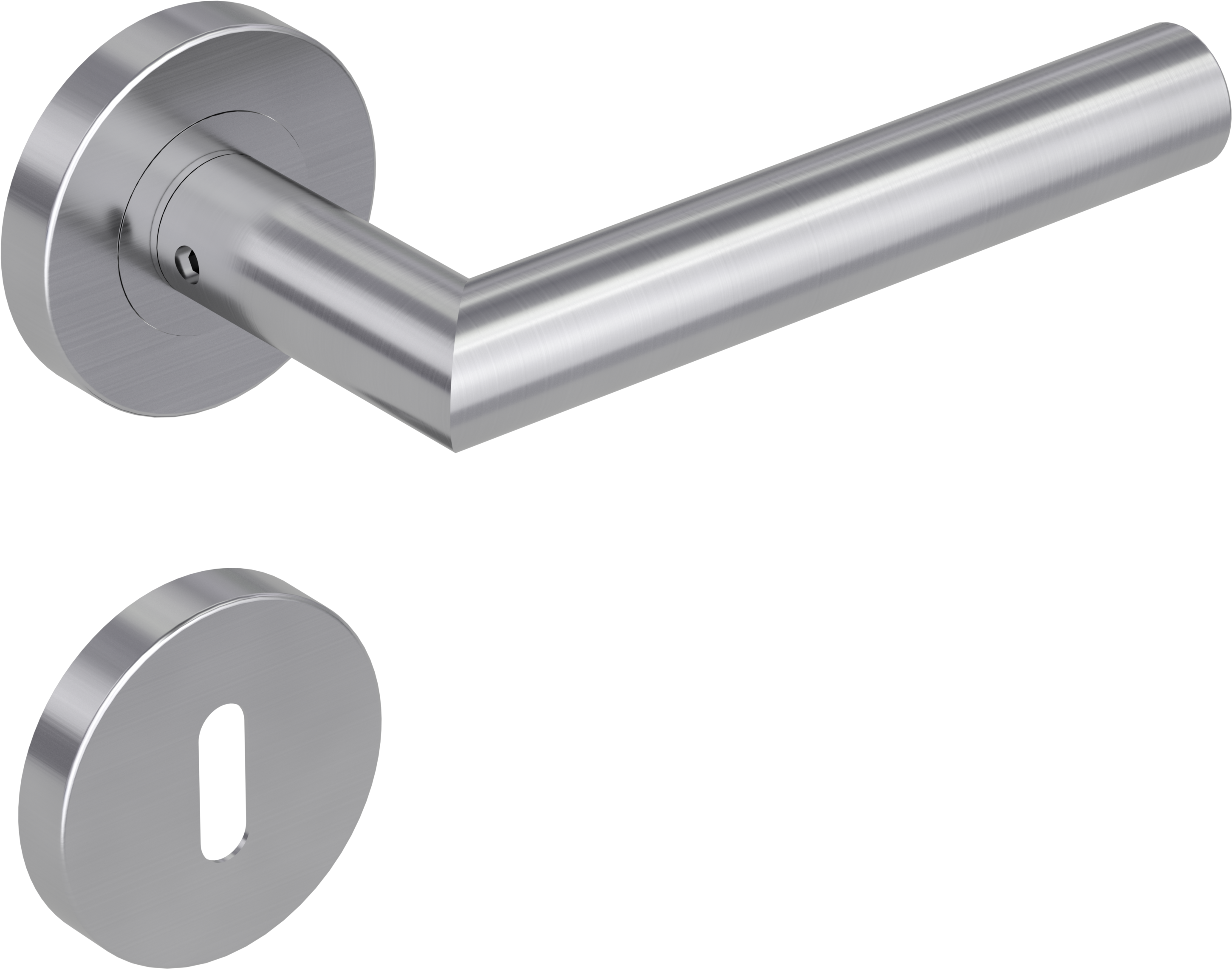 Krongart Rhodini K28 L-Form-Türgriff in Edelstahl matt Buntbart (BB) Schraubtechnik GK3