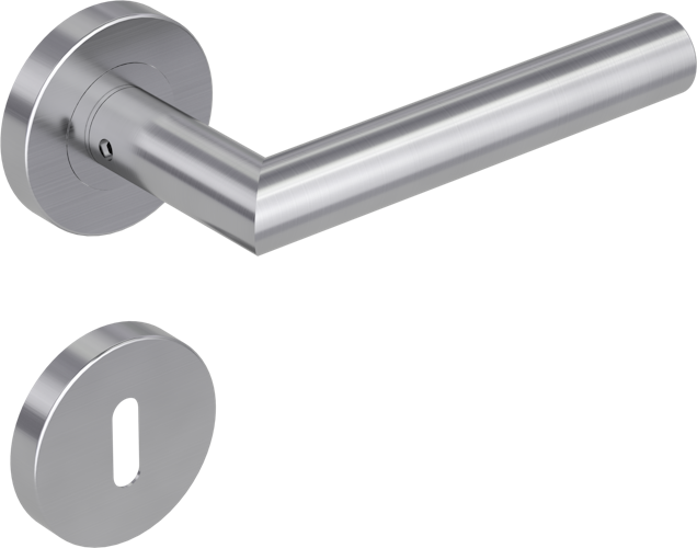 Krongart Rhodini K38 L-Form-Türgriff Schraubtechnik GK3 in Edelstahl matt