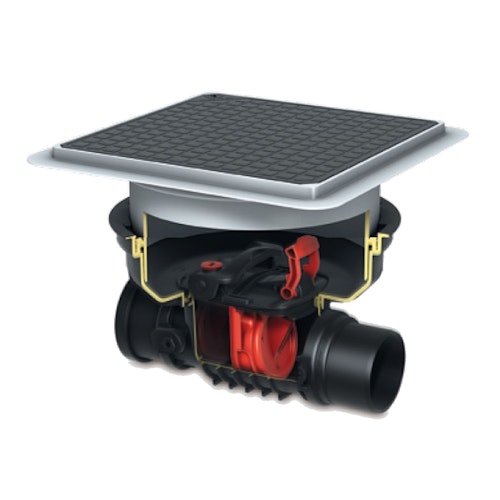 KESSEL - Rückstaueinfachverschluss für Einbau in die Bodenplatte - schwarze Abdeckung