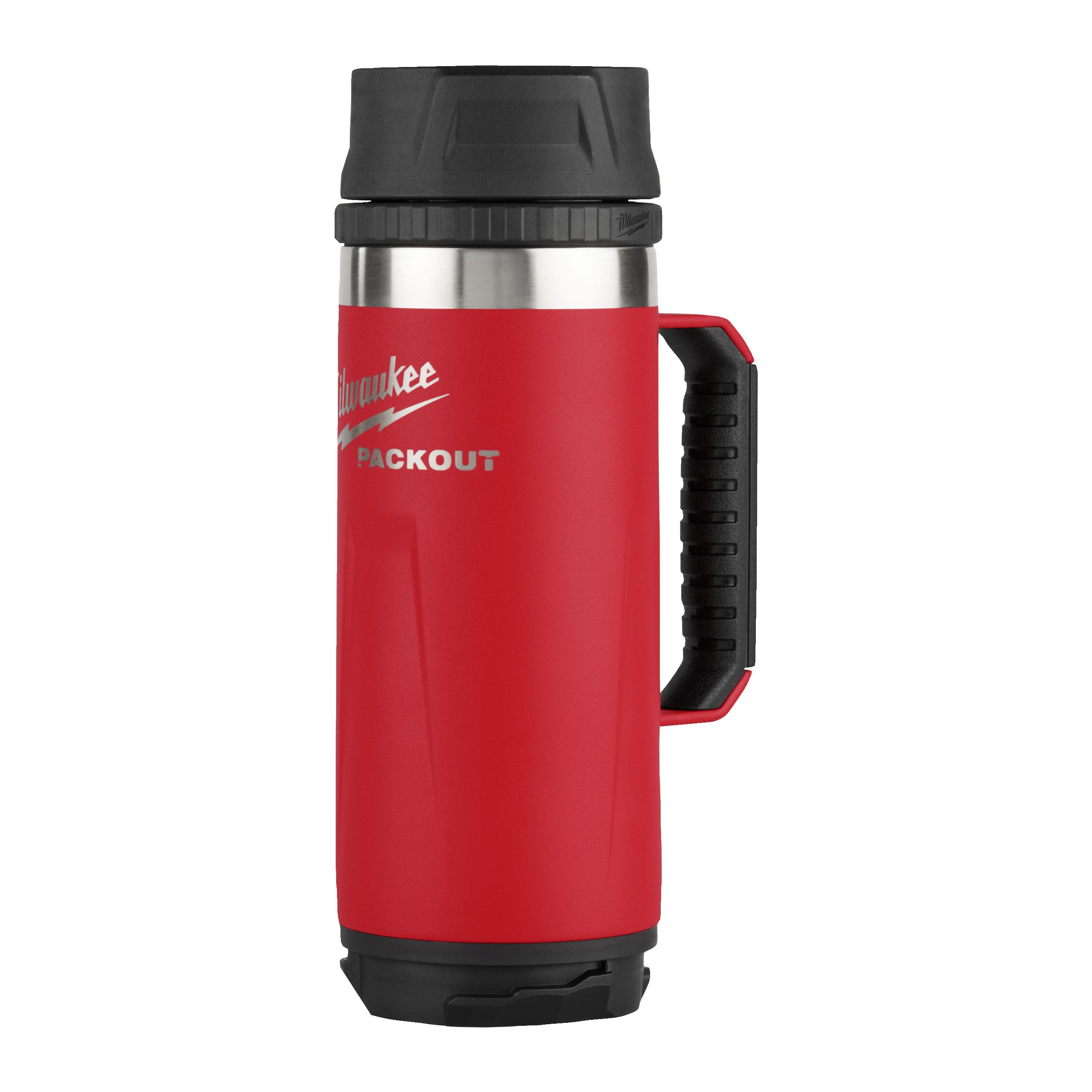 Milwaukee ﻿PACKOUT Isolierbecher mit Griff 530 ml mit Trinkdeckel, rot 4932493471