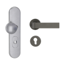 Vorschaubild Griffwerk TITANO Kombi SB_882 ES1 (S2) -Edelstahl matt Kombi-Schutzbeschlag -Knopf/Drücker -mit Griff DESM GRAPH -KGR -rund -R -ZA, 72mm -TS 38-50