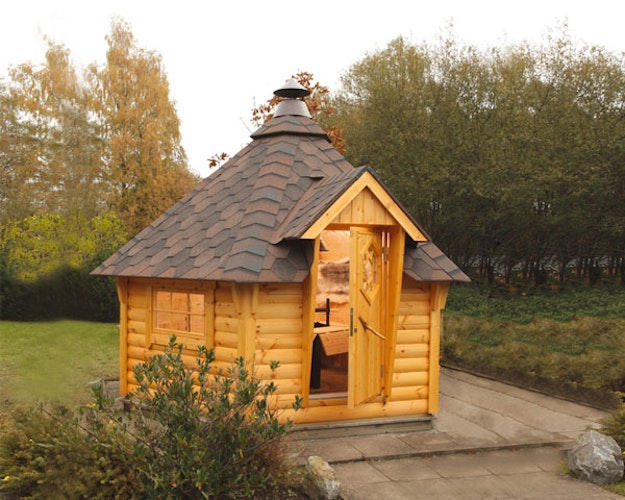 Wolff Finnhaus Grillkota 9 de luxe inkl. Grillanlage und Lapplandpaket (C)