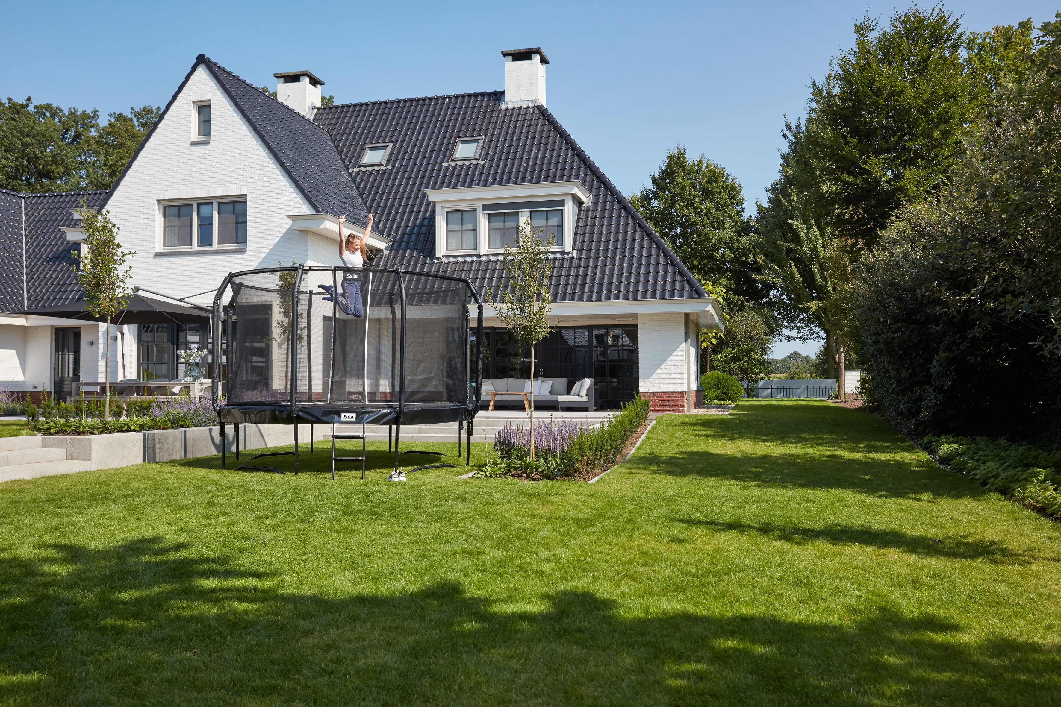 Salta Trampolin First Class Ø 366 cm mit Sicherheitsnetz und Leiter