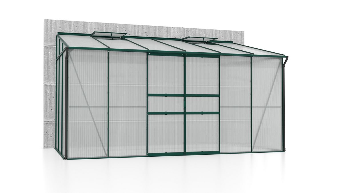 Vitavia Gewächshaus Osiris/Ida 7800 inkl. 2 Dachfenster - 7,8 m² 4 mm Hohlkammerplatten dunkelgrün