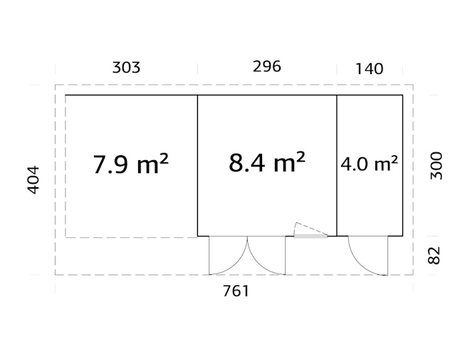 Palmako Gartenhaus Aurelia 12,4+7,9 m² - 44 mm