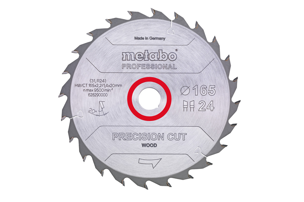 Metabo Sägeblatt "precision cut wood - professional"165x2,2/1,4x20 Z24 WZ 20°