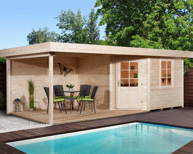 Weka Designhaus 213 B 28 mm inkl. 300 cm Anbau