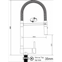 Vorschaubild NIEDERDRUCK Wasserhahn Vorfenster Küchenarmatur, Umklappbar 6 CM, mit 360° schwenkbarem Auslauf, abnehmbare 2 strahl Handbrause, Verchromt und Schwarz Matt