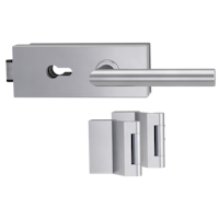 Griffwerk PURISTO S -Edelstahl matt Ganzglastürbeschlagset -3-teiliger Bandsatz -mit Griff LUCIA -EM -PZ