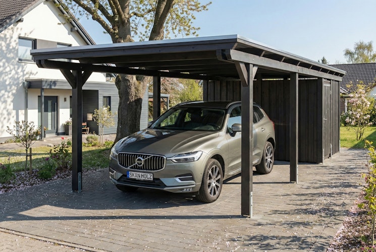 Skan Holz Emsland - Flachdach Carport aus Leimholz Breite 340 cm