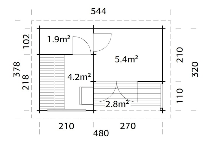 Palmako Gartensauna Sanna 11,5 m³ - 44 mm