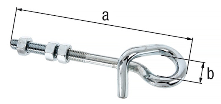 Alberts® Schaukelhaken mit Gewinde galv. blau verzinkt z. Durchschrauben M12 L 180mm 