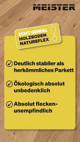 MEISTER Holzboden Natureflex HD 100 2200 x 210 x 8 mm 20013 Eiche lebhaft gebürstet ultramattlackiert
