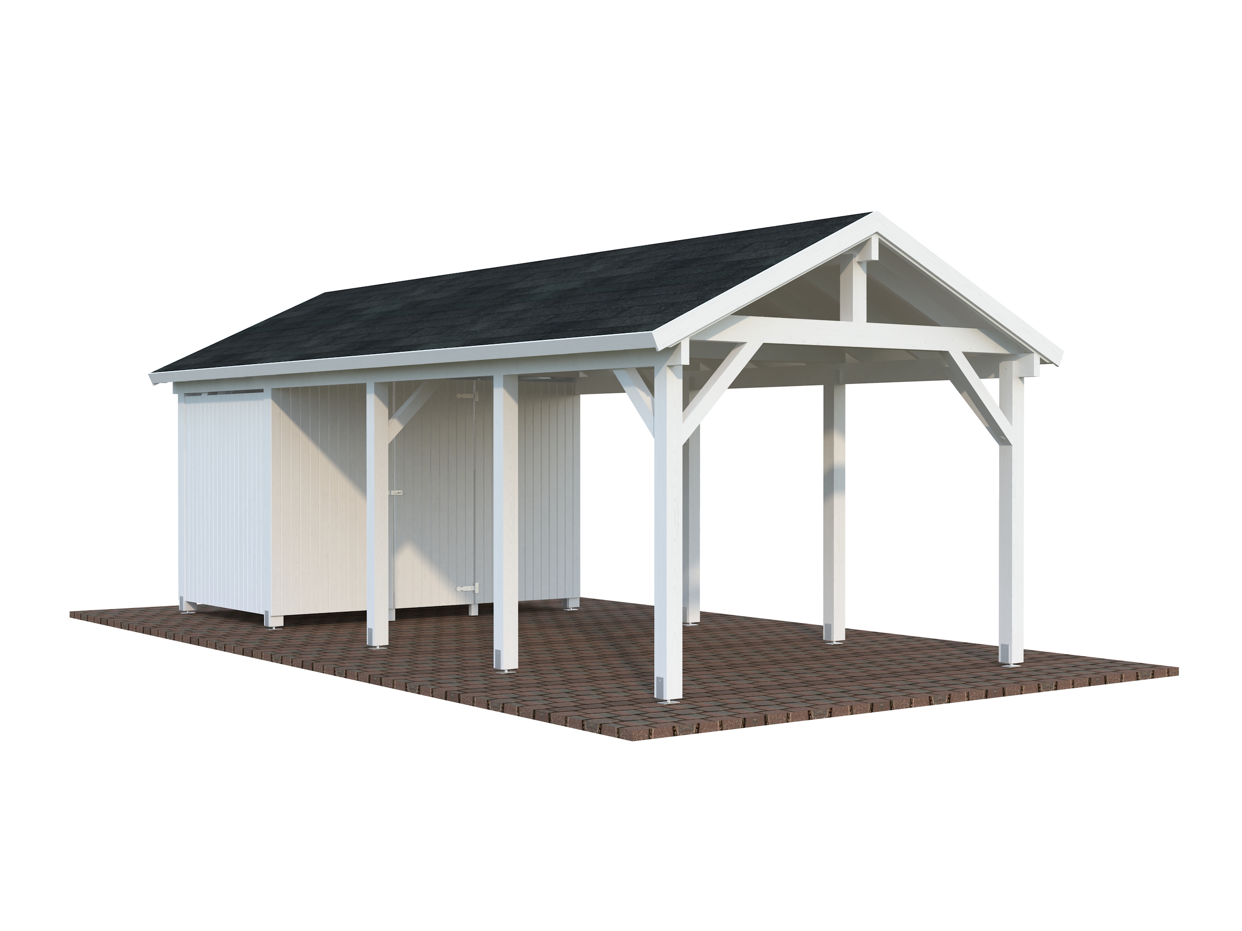 Palmako Carport Robert 23,1 m² mit Geräteraum - weiß lackiert