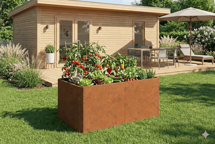 Premium Hochbeet aus Cortenstahl mit Rostpatina 160 x 80 x 75 cm