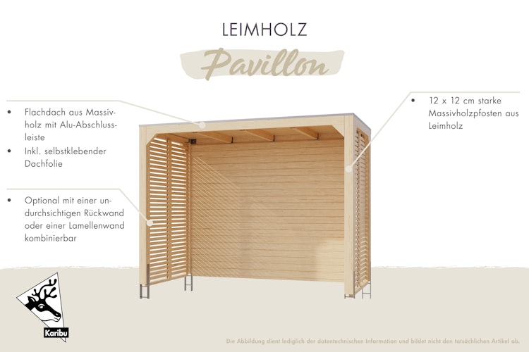 Karibu Pavillon Cubus halb mit Flachdach