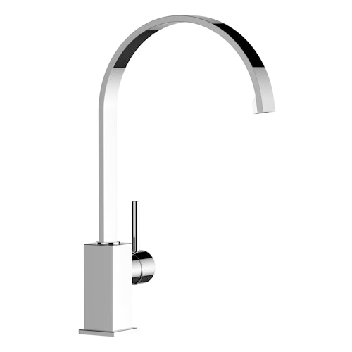 Wasserhahn Küchenarmatur, QU, mit 360° schwenkbarem flachem U-Auslauf, Verchromt