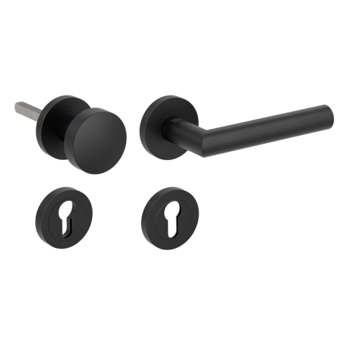 Griffwerk Wechselgarnitur LUCIA PROF Schraubtechnik FS Rosetten rund Knopf R2 38-50mm Graphitschwarz R