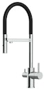 Vorschaubild 3 Wege Wasserhahn Küchenarmatur, FL, mit 360° schwenkbarem Auslauf, abnehmbare 2 strahl Handbrause, Verchromt / Schwarz