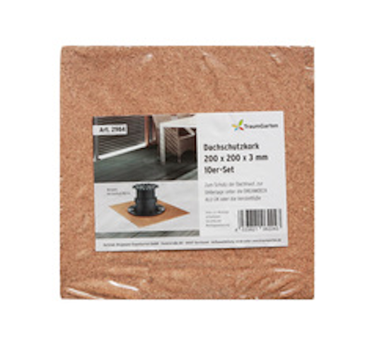 TraumGarten DreamDeck Terrassenlager Dachschutzkork 10er-Set, 200 x 200 x 3 mm