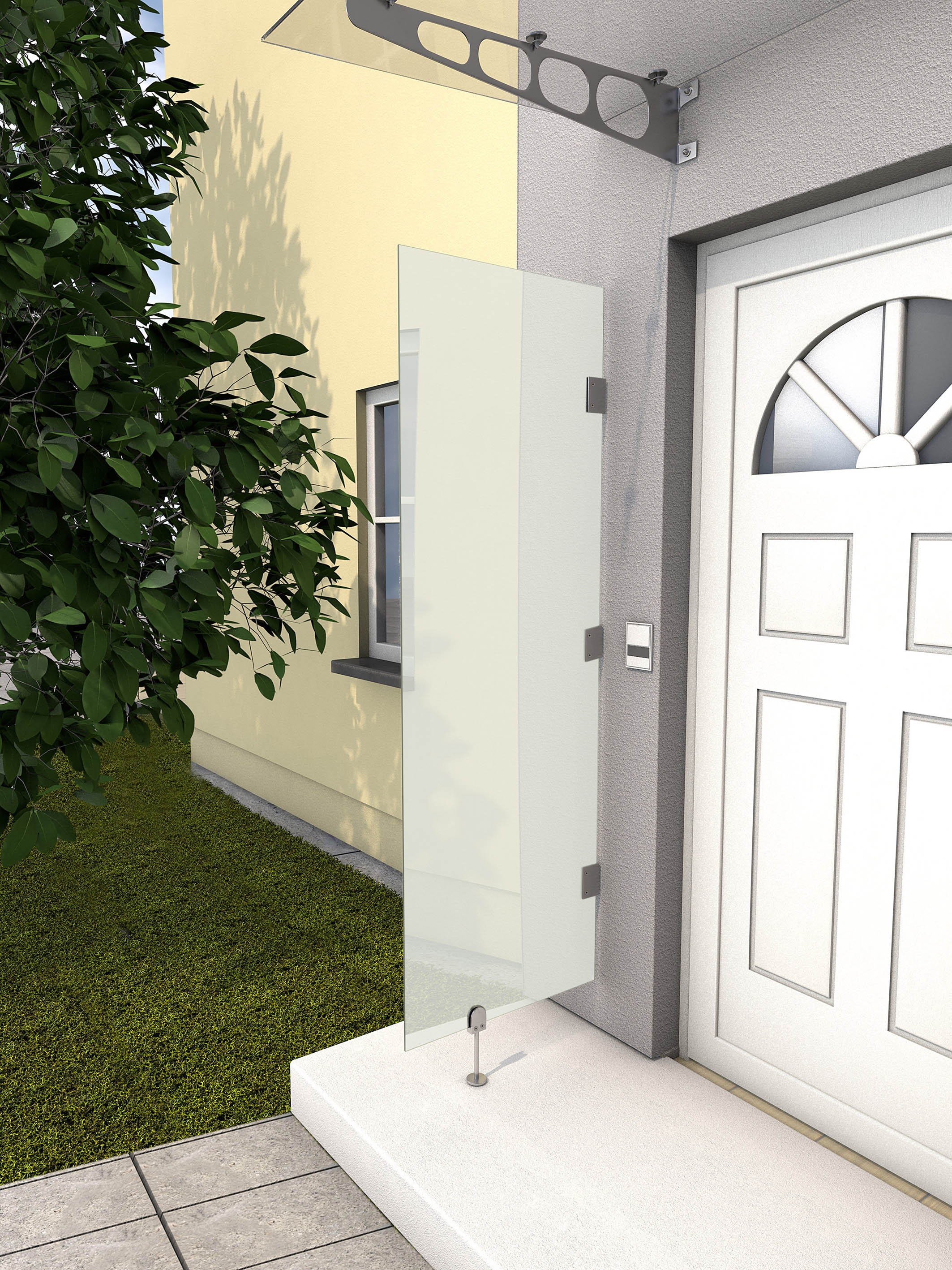 Gutta Seitenblende HD klar/gefrostet-6 mm ESG, matt gefrostet