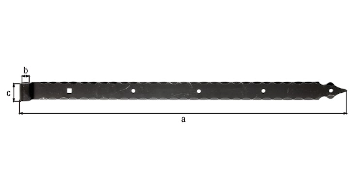 Alberts® Ladenband  820x45mm ⌀16mm m.Zierspitze randgehämmert schwarz