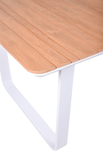 Garden Pleasure Gartentisch VENICE 200 x 100 cm, Aluminium Weiß / Nonwood Teak-Optik