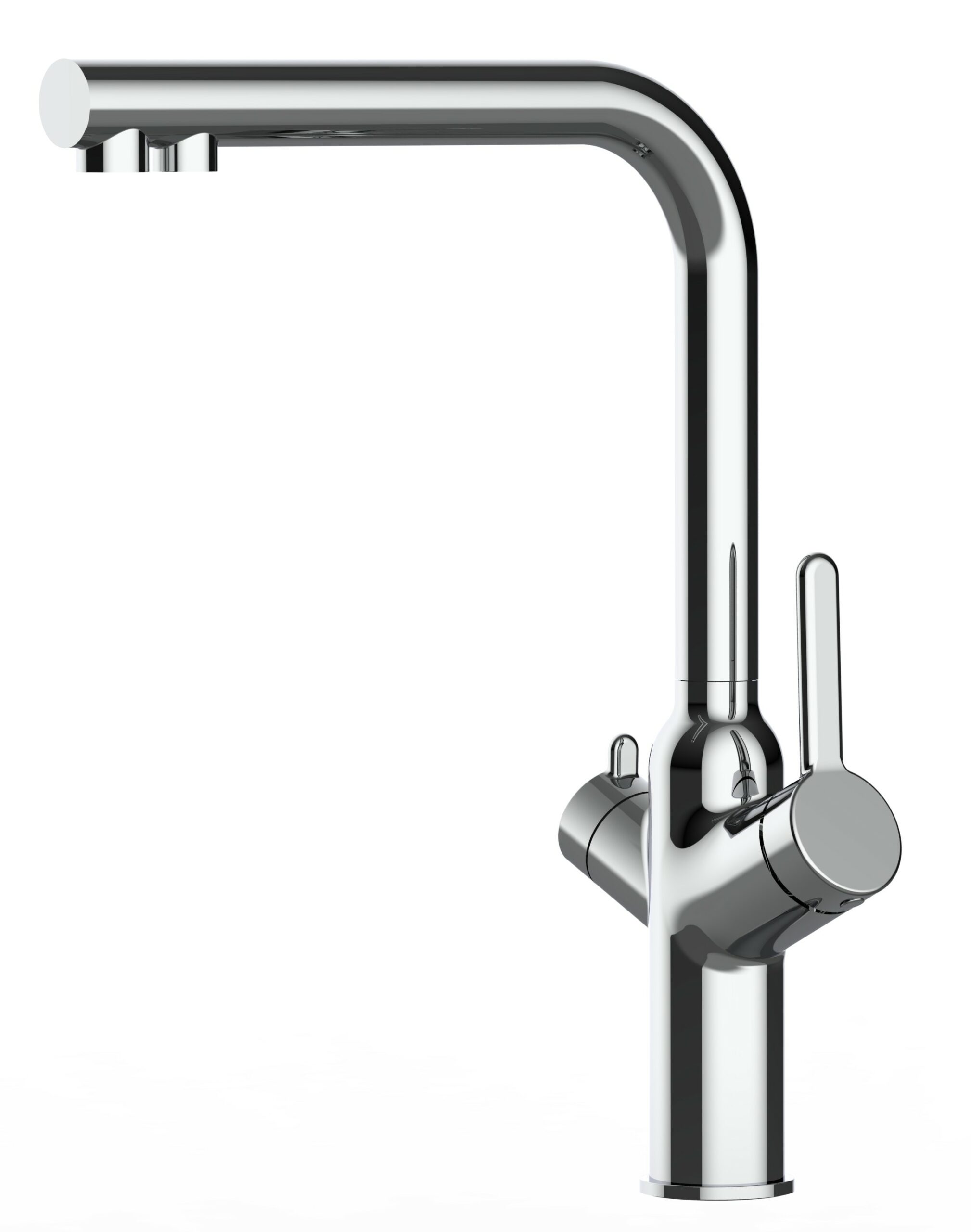 3 Wege Wasserhahn Küchenarmatur, BOD, mit 360° schwenkbarem L-Auslauf, Verchromt