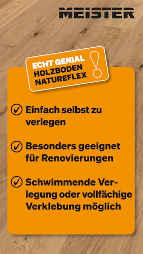 MEISTER Holzboden Natureflex HD 100 2200 x 210 x 8 mm 20013 Eiche lebhaft gebürstet ultramattlackiert