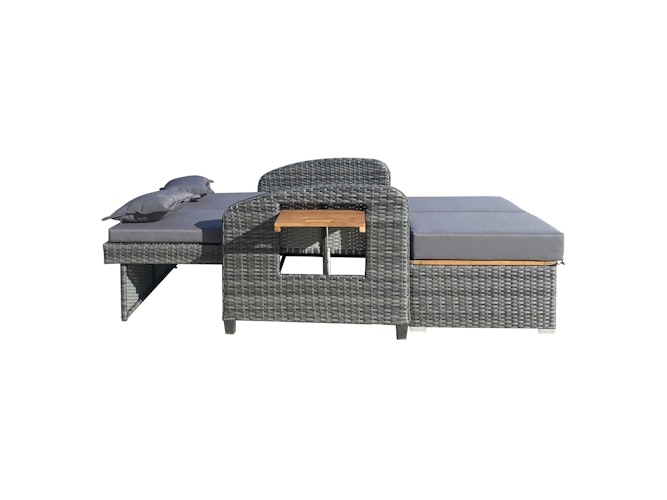 Garden Pleasure Funktionssofa BARI, Polyrattan Dunkelgrau / Kissen 100 % Polyester Dunkelgrau