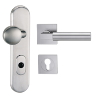 Griffwerk TITANO Kombi SB_882 ES1 (S2) -Edelstahl matt Kombi-Schutzbeschlag -Knopf/Drücker -mit Griff METRICO PROF eckig -EM -ZA, 72mm -TS 38-50