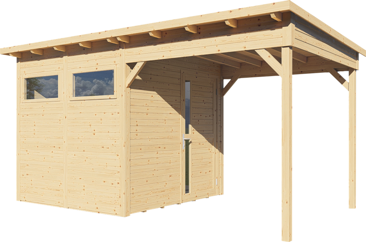 Bertilo Gartenhaus Pentus 2 Lounge inkl. Anbaudach - 19 mm