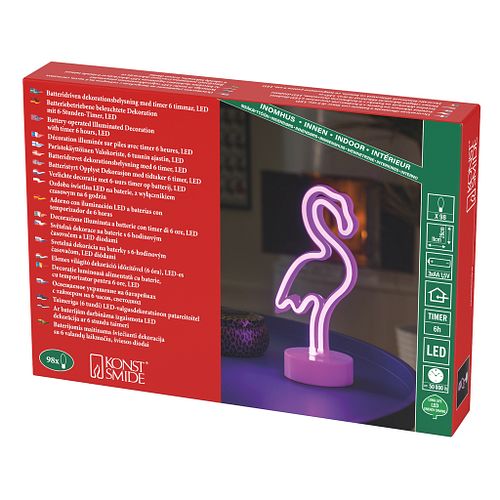 Konstsmide Weihnachtsbeleuchtung  LED Schlauchsilhouette Flamingo 6h Time